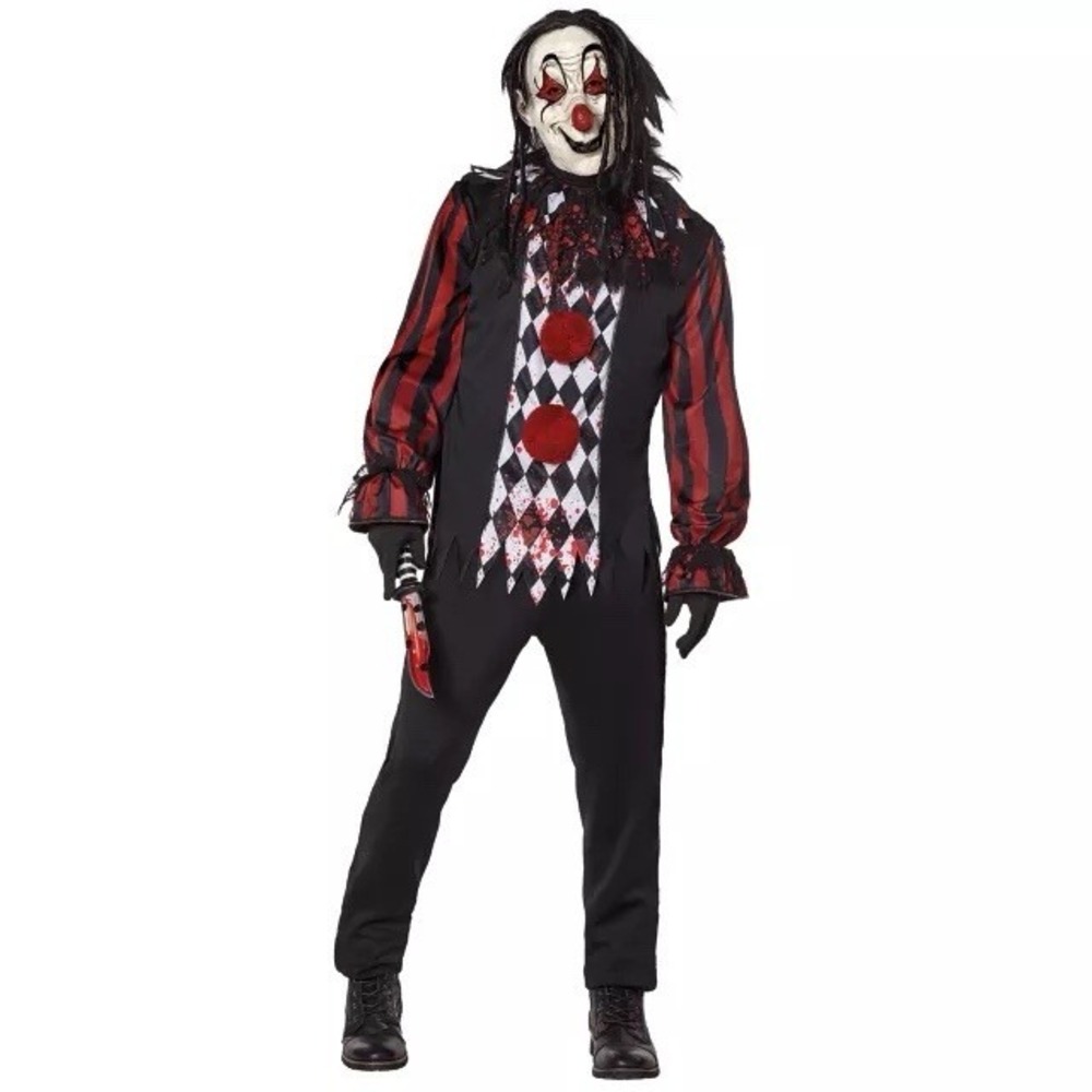 Spirit Halloween Slasher Clown Halloween Costume Adults Men XL Mask And Shirt